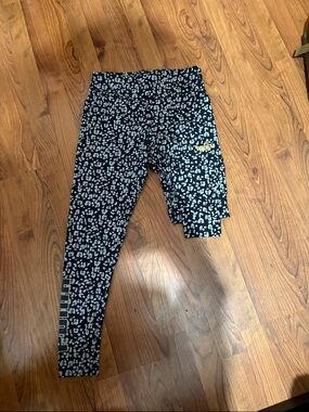 Puma Black and Light Gray Leopard Print Girls' Leggings